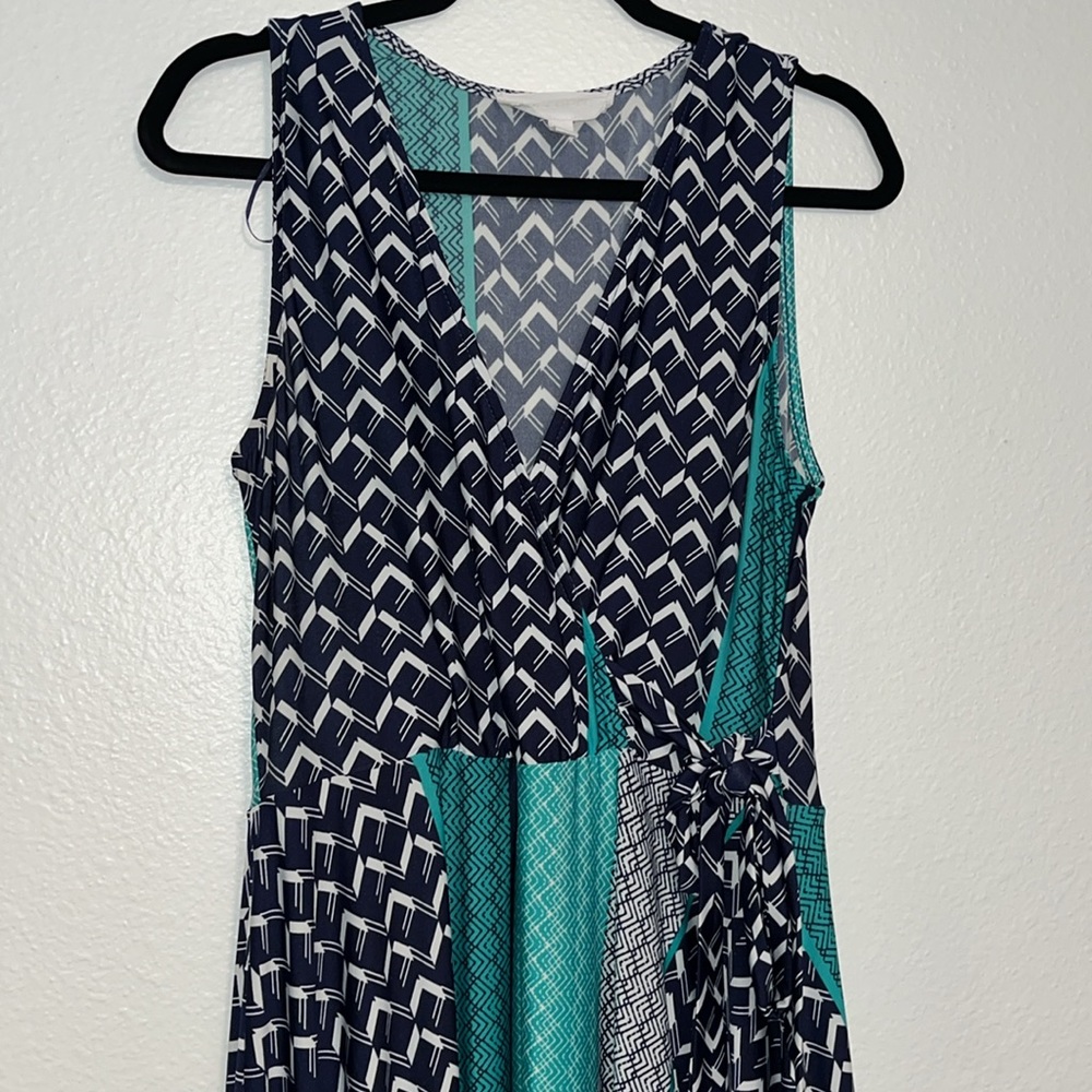 Navy blue and green pattern maxi dress - Size M
